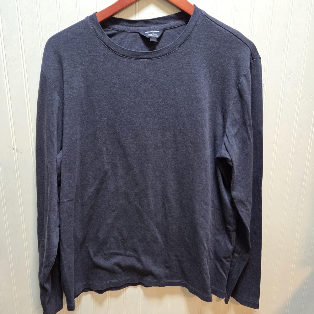 Banana Republic Shirt Mens Large Gray Long Sleeve Luxe Touch Performance Tee